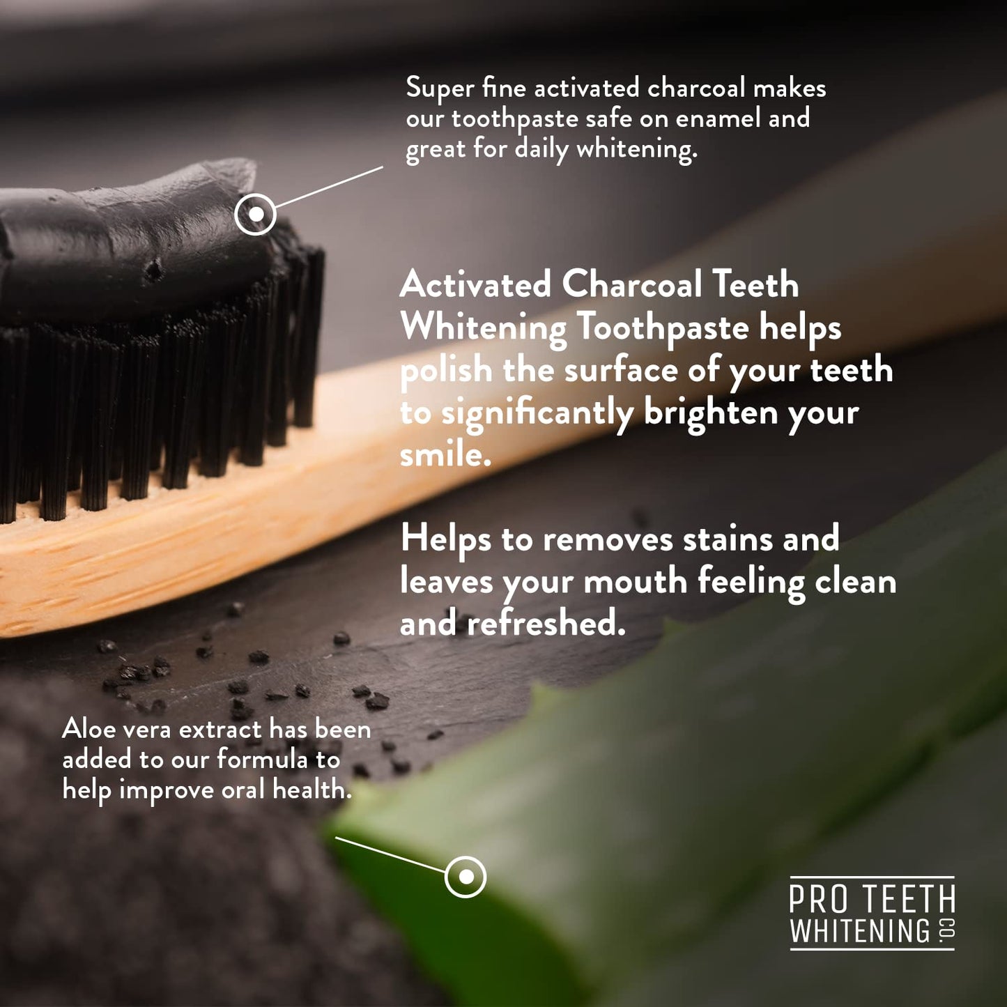 Charcoal Whitening Toothpaste - Instant Natural Teeth Whitening - Activated Charcoal - Plaque Remover - Removes Up to 100% of Surface Stains - Safe on Enamel & Flouride Free - Pro Teeth Whitening Co.