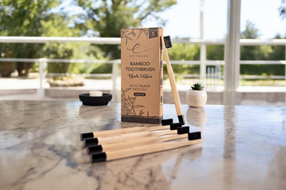 - Eco Freako Bamboo Toothbrushes | Medium Black Bristles for Adults | Natural Bamboo Toothbrush -