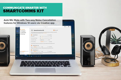 CREATIVE T60 2.0 Compact Hi-Fi Desktop Speakers with Clear Dialog and Surround by Sound Blaster, SmartComms Kit, USB-C Audio, Mic and Headset Ports, Bluetooth 5.0