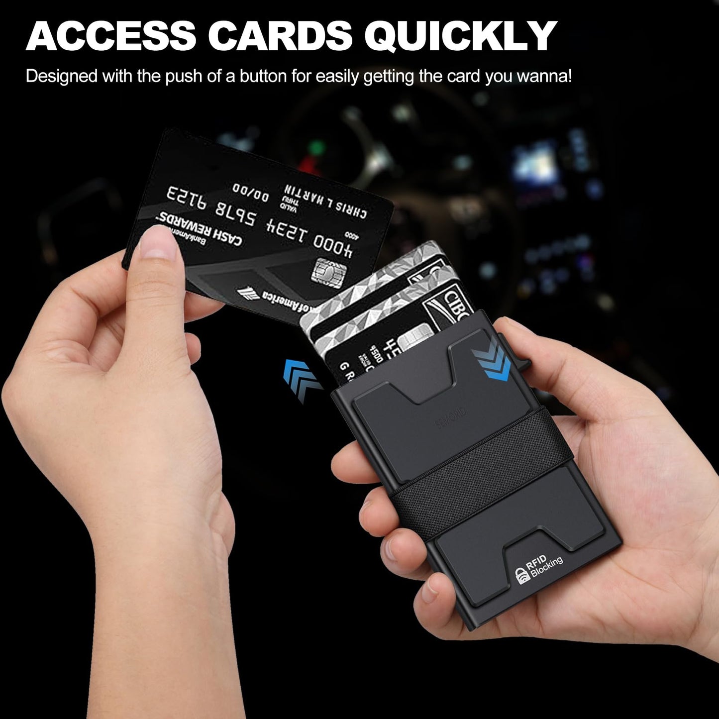 - SEMORID Mens Wallet | Slim Wallet for Men | Pop Up Credit Card Holder -