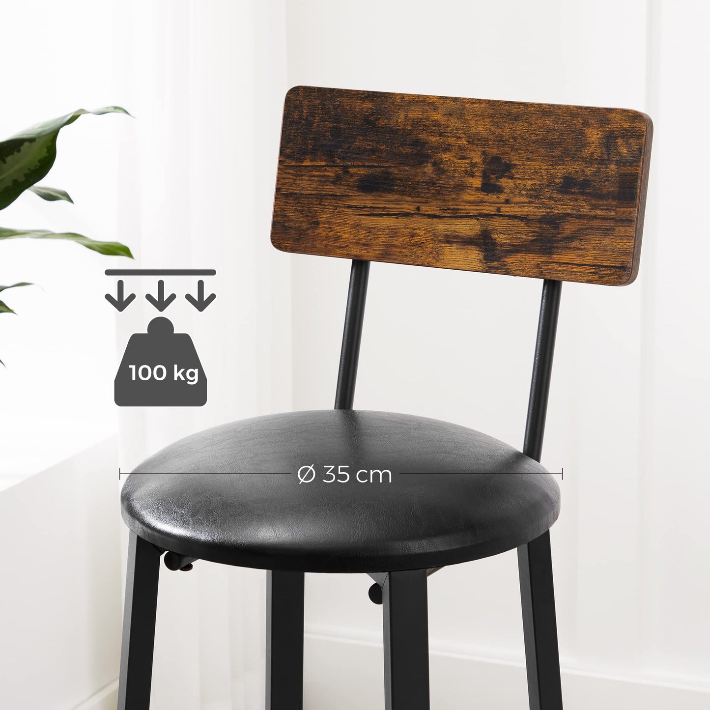 - VASAGLE Bar Stools, Set of 2 PU Upholstered Breakfast Stools -
