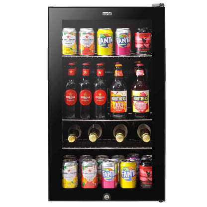 Baridi 85L Under Counter Drinks/Beer & Wine Cooler Fridge with Light, Black - DH13