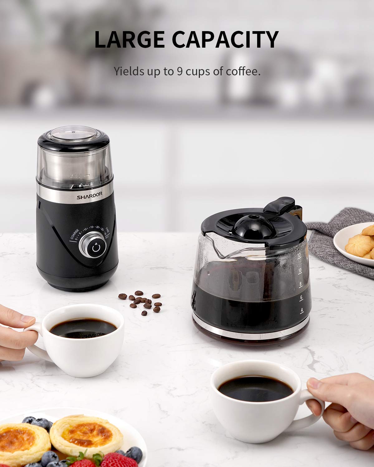 - SHARDOR Coffee Grinder Electric | Adjustable Precision Setting | Removable Stainless Steel Cup -