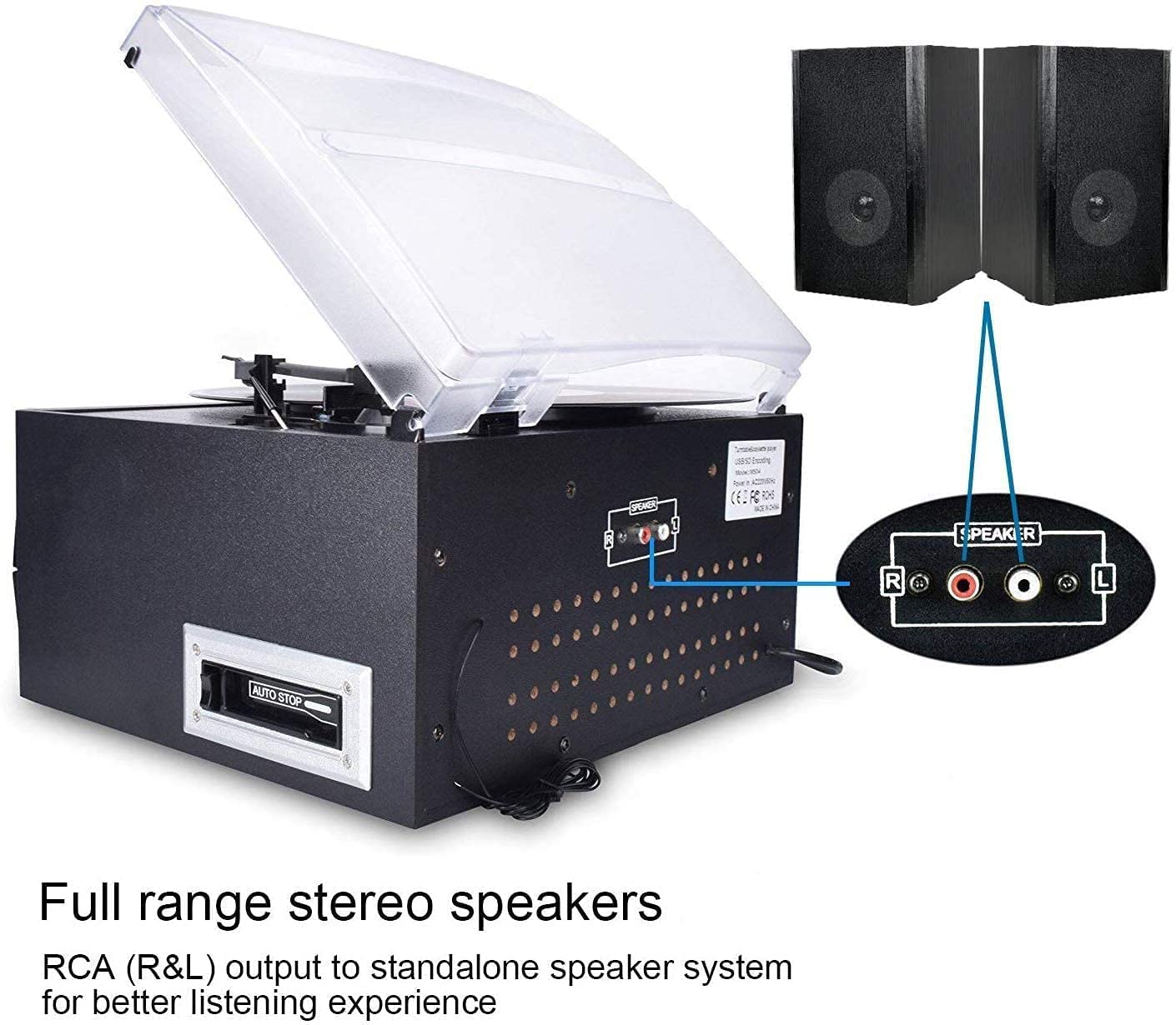 - DIGITNOW! Bluetooth Viny Record Player | Turntable for CD | Cassette | AM/FM Radio and Aux in | USB port and SD Encoding | Remote Control -