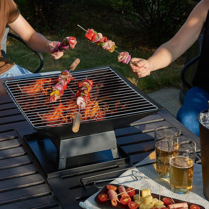 - Parkland Square Fire Pit | BBQ Grill Heater -