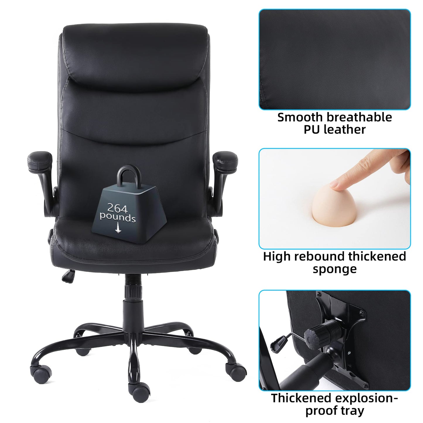 - Requena Executive Office Chair | With Flip-up Armrest | Ergonomic | Height Adjustable -