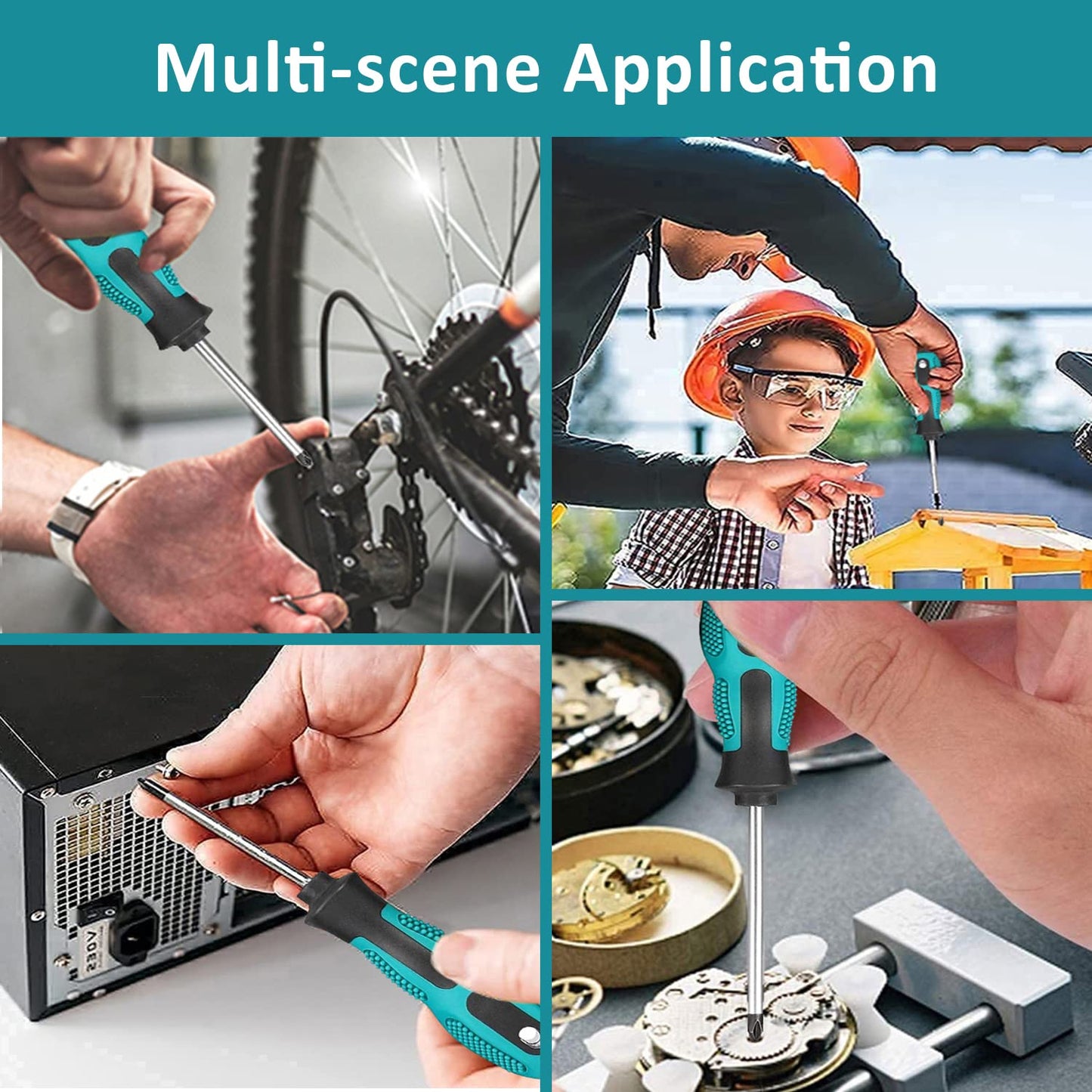 7pcs Screwdriver Set- Heavy Duty Chrome Vanadium Steel Made, Magnetic Screwdriver with 3 Flat & 4 Cross Head, Durable Hand Tools in Case
