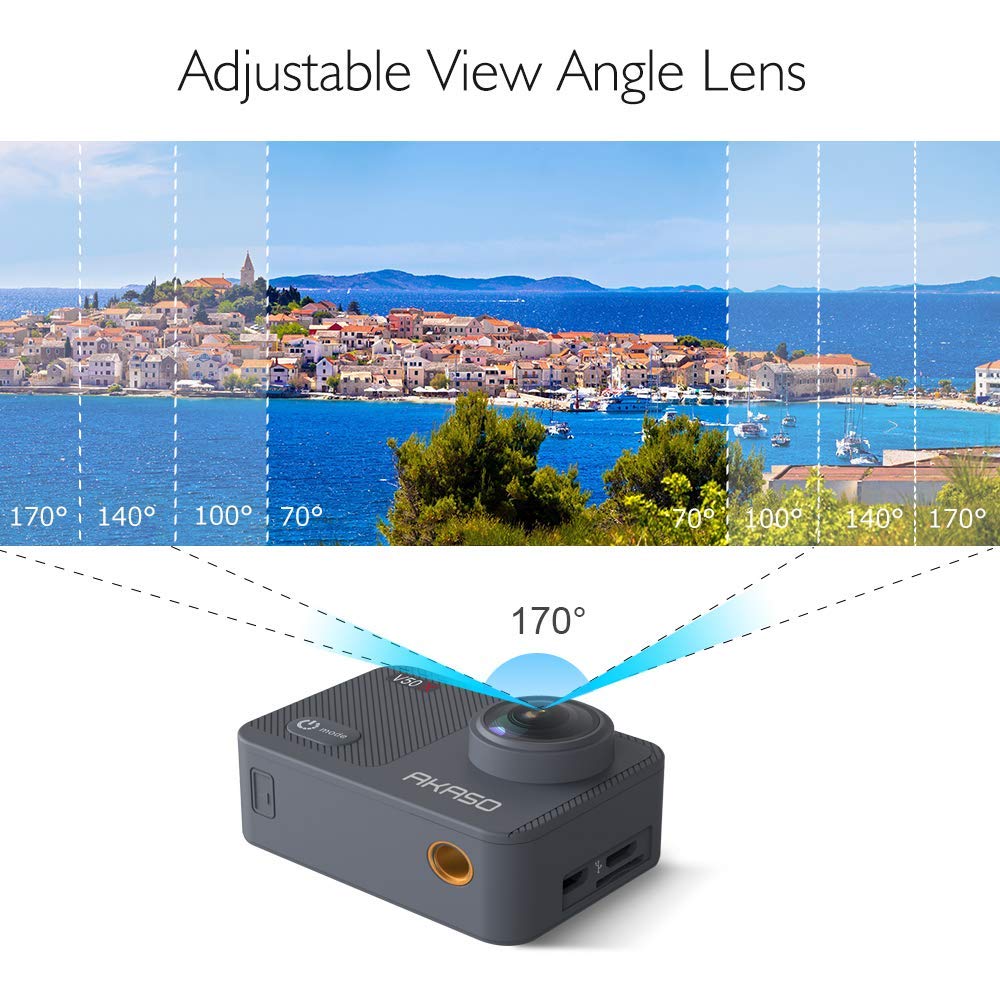 AKASO V50 X Action Camera with 64GB microSDXC Memory Card - Native 4K Wifi Underwater 40M EIS Anti-Shake Cam with Touch Screen, Remote Control, Waterproof Case and Mounting Accessories Kit