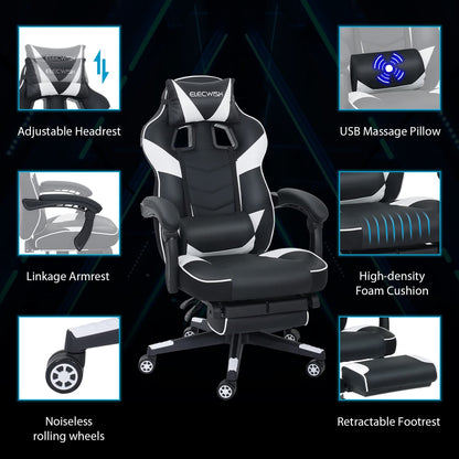 - Fullwatt Computer Gaming Chair | Footrest and Adjustable Arms | Reclining Swivel Chair -