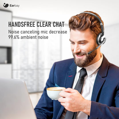 - Earbay Bluetooth Headset | Wireless Headset with Mic Noise Canceling | Stereo PC Headphones with Microphone Mute -