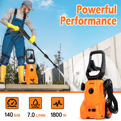 - Electric Pressure Washer | 1800w | 140Bar | 7L/min | Power Washer -