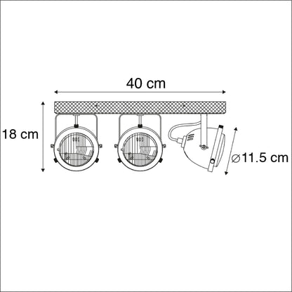 - Qazqa | Industrial Spotbar | Spotlight Ceiling bar Steel | Nickel Matt -