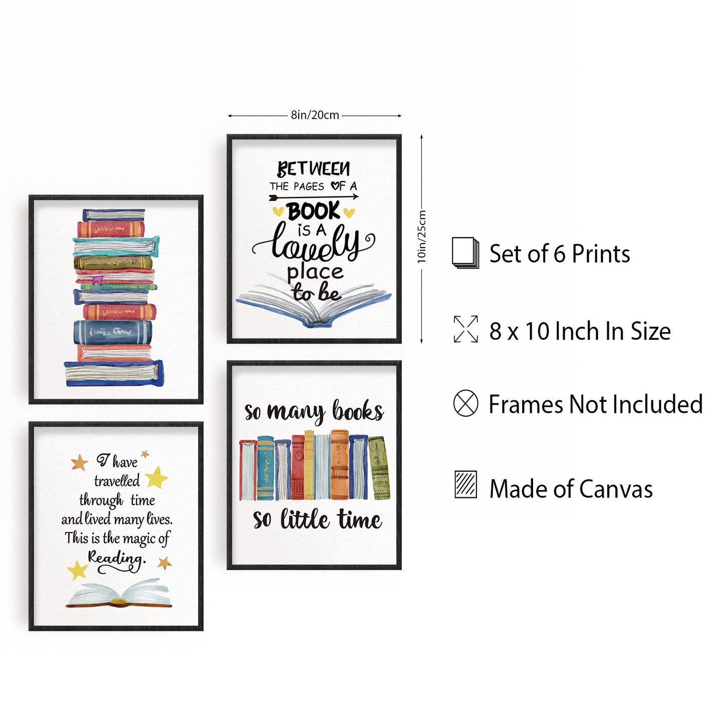 - INFUNLY Reading Wall Art Prints | 6pcs/set -