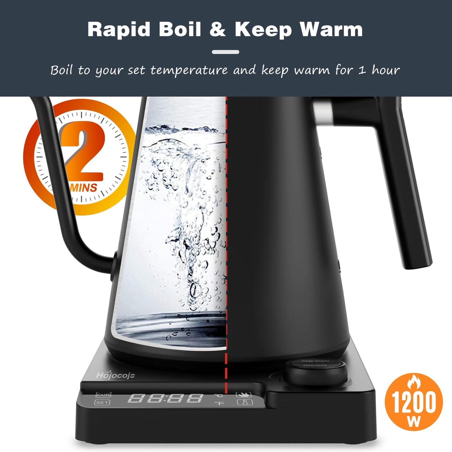 - Electric Gooseneck Kettle Pour Over Kettle For Coffee and Tea -