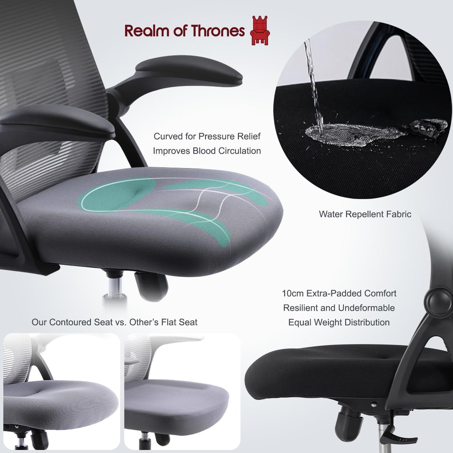 - Realm of Thrones CAPTAIN Ergonomic Office Chair | Metal Base Heavy Duty Home Office Mesh Desk Chair -