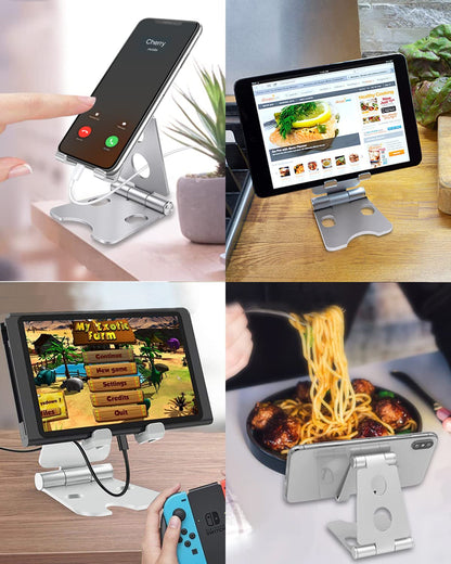 - Wurycia Adjustable Phone Stand, Full Aluminum Foldable Desktop Holder Phone Stand for 4-11'' Cellphones and Tablets