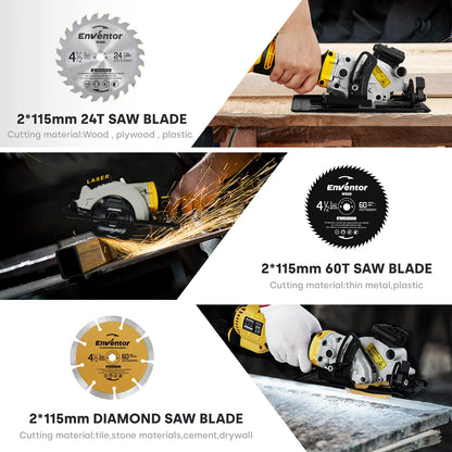 - Enventor Mini Circular Saw | 705W 3500RPM Pure Copper Motor Compact Electric Circular Saw | Laser Guide -