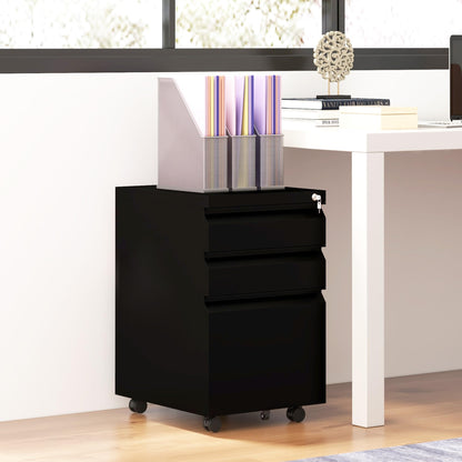 - Vinsetto 3-Drawer Mobile Filing Cabinet with Pencil Tray, Steel Lockable File Cabinet -