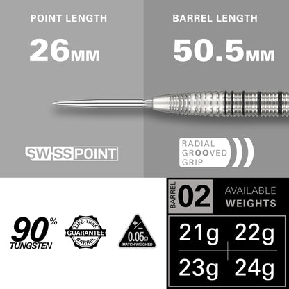 - TARGET Darts | EXO Edition 90% Tungsten Steel Tip Darts Set | 24g | Barrel SP02 – Steel Tip Dart Set -