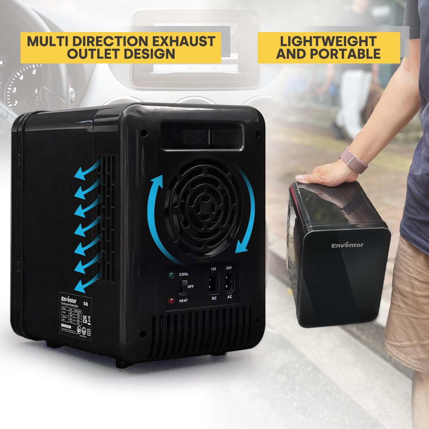 - Enventor Mini Fridge 4 Litre | 6 Can Mini Fridges for Bedrooms | AC+12V DC Power Cooler & Warmer -