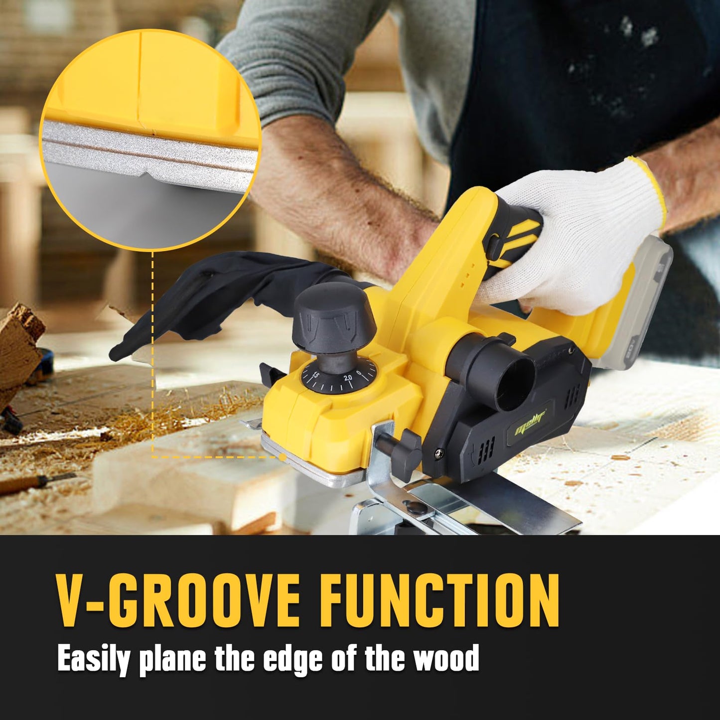 - Mellif Cordless Planer for Dewalt 18V Battery | 16000Rpm Brushless Electric Planer | Bare Tool -
