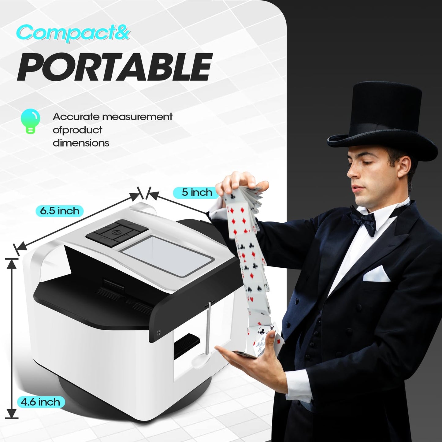 - ShuffleBox G1 Pro Automatic Card Shuffler and Dealer | 2-in-1 | Ultra Quiet | Rechargeable | White -