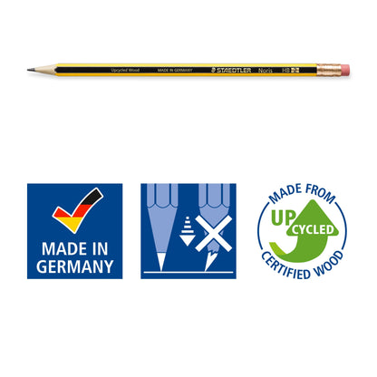- STAEDTLER 122-2 | BK10 Noris Graphite Pencil with Eraser Tip | HB (Pack of 10) -