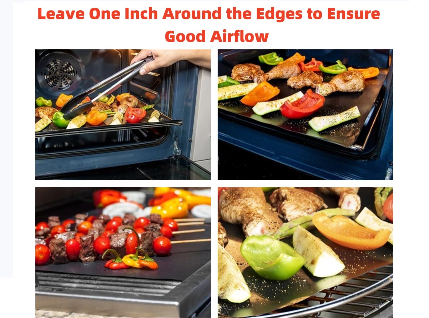 6 X Heavy Duty Oven Liner, Teflon Non-Stick Baking Mats, Washable Grill Mats for Ovens, Electric and Charcoal Grills, 34 x 24cm