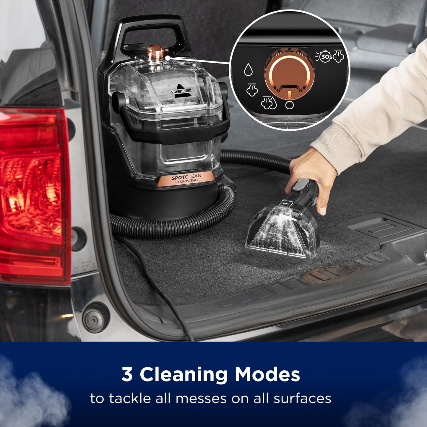 BISSELL® SpotClean® HydroSteam™ | 1000W Portable Spot Cleaner | Lift the toughest stains with HydroSteam™ Technology | Easy Self Cleaning Tool | Clean Carpets, Upholstery & Car | 3689E | Black/Copper