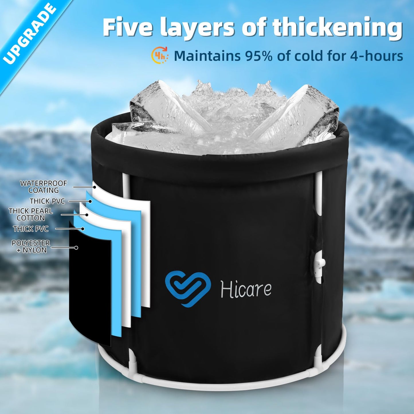 - Hicare One-second Foldbale Ice Bath |  Portable Ice Bath Tub for Recovery -