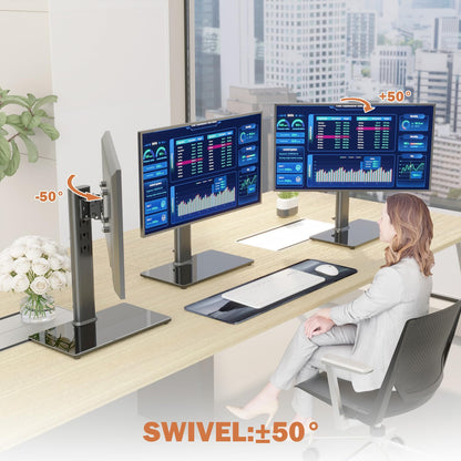 - Single LCD Computer Monitor Free-Standing Desk Stand Riser | 13 inch to 32 inch Screen -