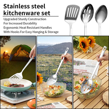 Berglander Camping Cooking Utensils Set 23 Piece, Camping Essentials Camping Accessories Gear Must Haves Camper and BBQ Utensils for Travel, Picnics, Camping, BBQ, Party and Other Outdoor Activities