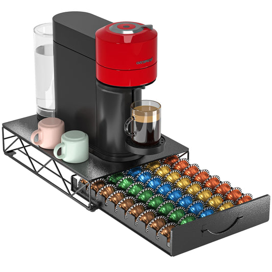 - HFHOME Metal Coffee Pod Holder | 50 Nespresso Vertuo Capsules Pod Holder -