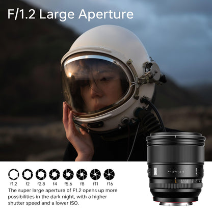 - VILTROX 27mm F1.2 Pro E Mount Lens, 27mm f/1.2 Autofocus Large Aperture APS-C Prime Lens Compatible with Sony E Mount Mirrorless a7 a6700 a6500 -
