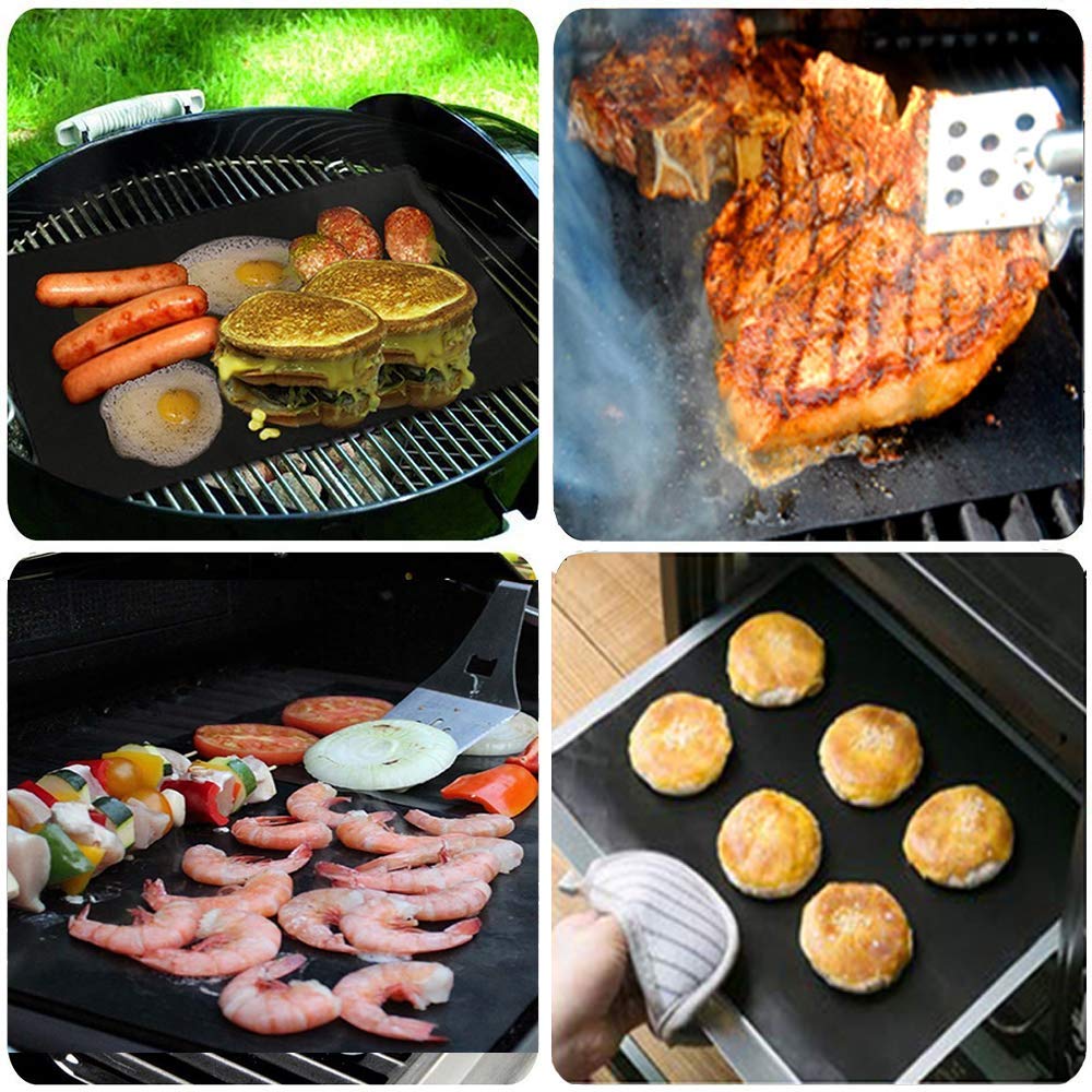 - GQC BBQ Mats | Set of 6 BBQ Grill Mats | Nonstick Reusable Barbecue Baking Mat -