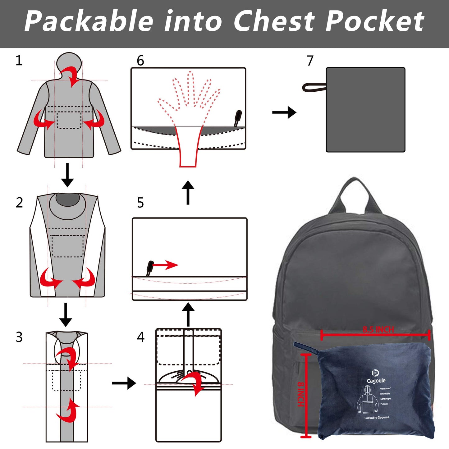 - Outdoor Ventures Rain Jacket | Waterproof Pullover | Lightweight Hooded -