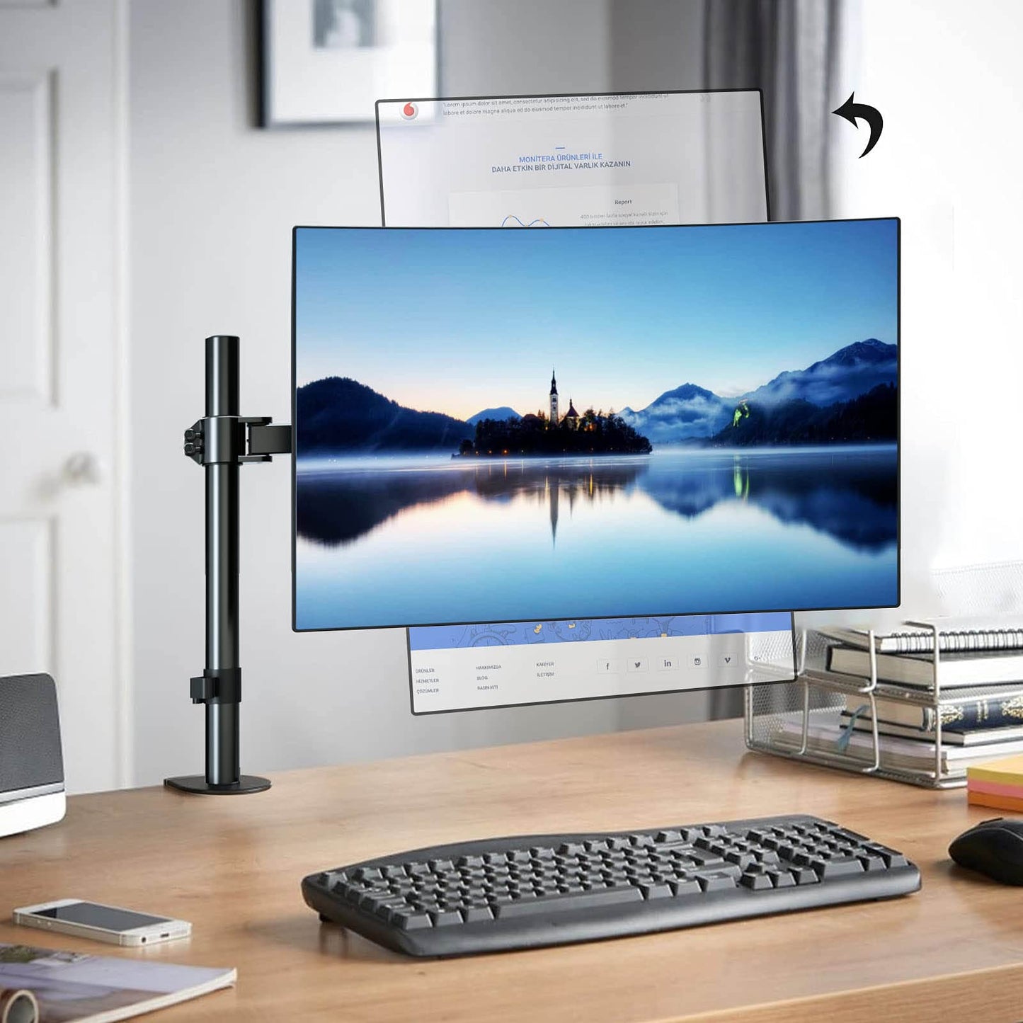 - Single Monitor Arm Desk Mount | Max. Load 10kg | Adjustable Mount | Tilt Swivel Rotation -