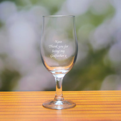 - Personalised Engraved 13oz Draft Style Stemmed Beer Glass -