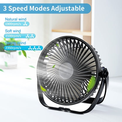 - Kazaigou USB Desk Fan | Small USB Powered Portable Desk Fan | 3 Speeds -