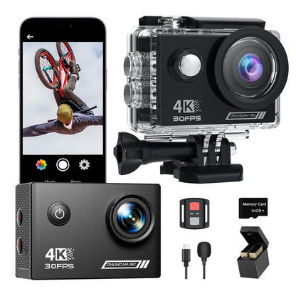 - Yolansin 4K Waterproof Action Camera: 64G SD Card 131ft Underwater Camera