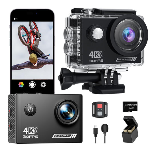 - Yolansin 4K Waterproof Action Camera: 64G SD Card 131ft Underwater Camera