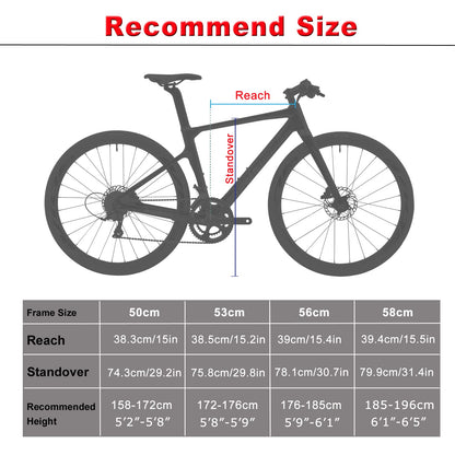 - KABON Carbon Road Bike | T800 Carbon Fiber Frame | 700C Road Bike | 18 Speeds Drivetrain| Integrated Carbon Handlebar | Disc Brakes -