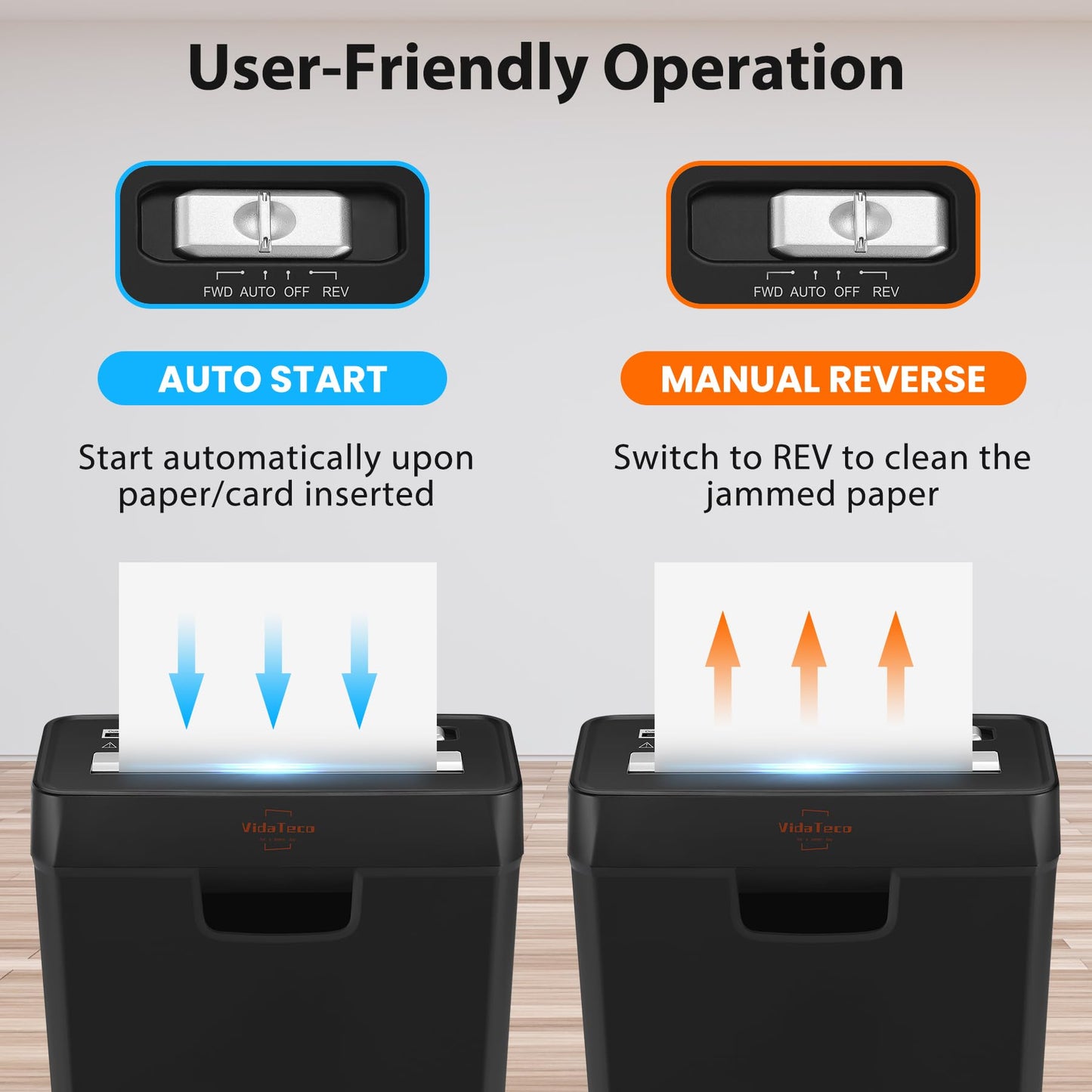 - VidaTeco Strip Cut Paper Shredder Home Use -