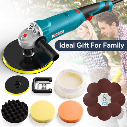- ENEACRO Polisher | Rotary Car Buffer Polisher Waxer | 1200W 180/150 mm Plate | 6 Variable Speed 1500-3500RPM | Detachable Handle -