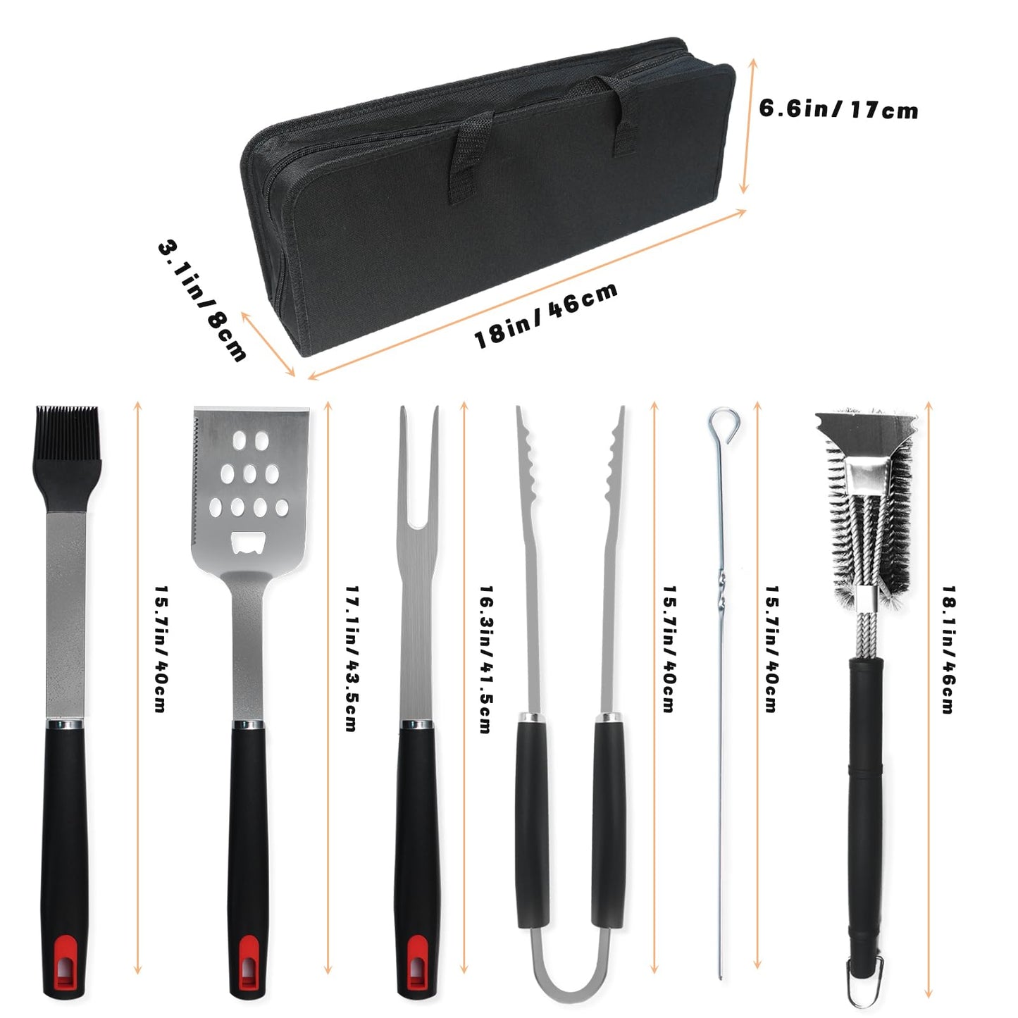 Dazhtu Extra Thick Stainless Steel Grill Tool Set for Men, 9 Pieces BBQ Grill Tools Set with Storage Bag, Heavy Duty BBQ Accessories Kit, Portable Grilling Utensils for Outdoor Camping