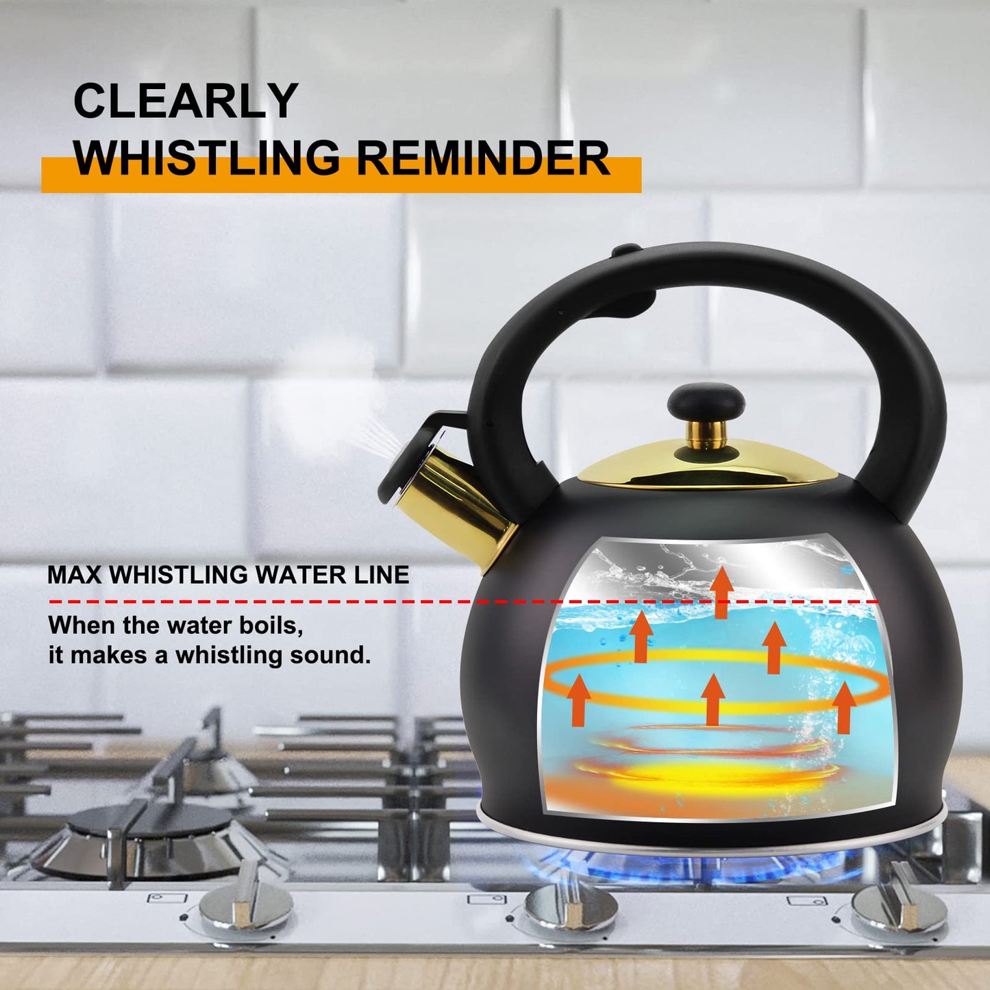 - SHANGZHER Stovetop Tea Kettle | Gas Hobs | 3L Stainless Steel Induction Kettle -