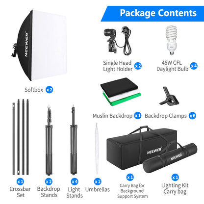 - NEEWER Photography Lighting kit with Backdrops -