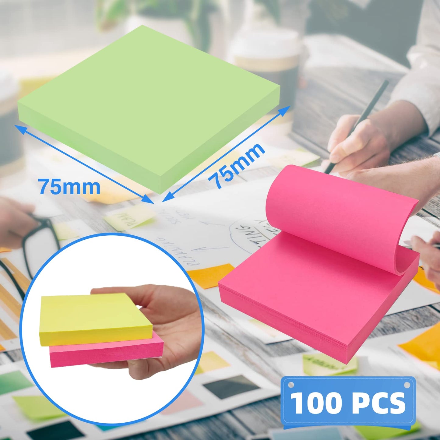 - OWLKELA 800pcs Coloured Sticky Notes |75 x 75mm | 8 Pads of 100 Sheets Self-Stick -