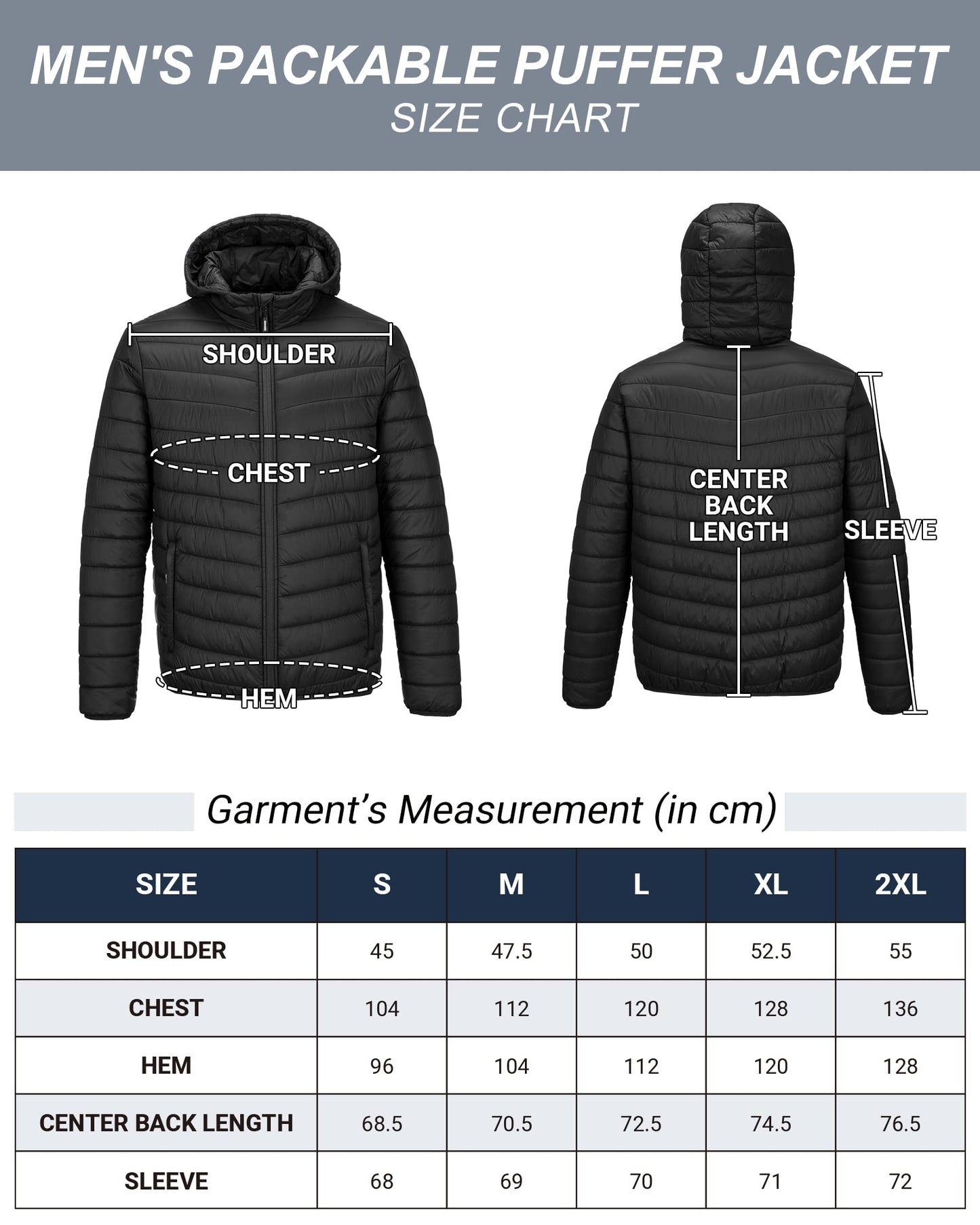 33,000ft Lightweight Waterproof Puffer Jacket Men's Packable Insulated Winter Jacket with Hood Windproof Mens Quilted Coat for Hiking, Travelling Black L