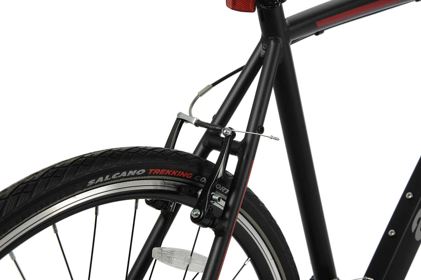 Ammaco Pathway X2 700c Road Hybrid Trekking Mens Sports Commuter Urban Bike 21" Frame Lightweight Alloy Black Red 24 Speed